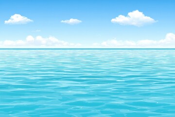 Tranquil ocean scene under a vibrant blue sky