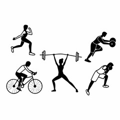 Diverse athletes engaged in various fitness activities