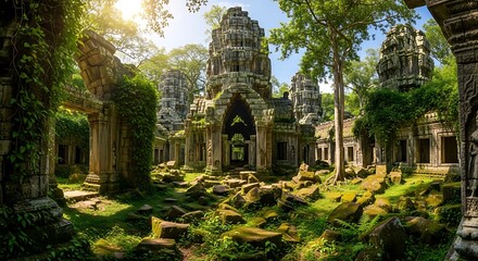 Ancient Khmer Temple Ruins in Cambodia.
