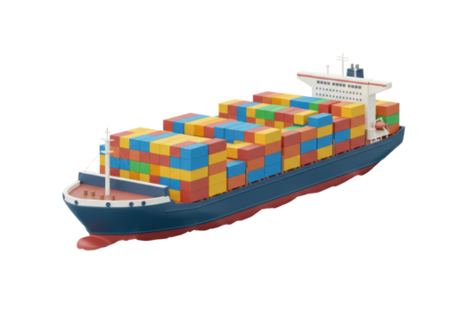 Isolated cargo ship with containers, commerce transportation, global export business
