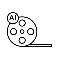 AI film reel line icon with editable stroke