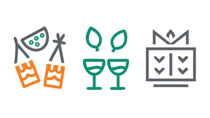 Festive icons for celebrations holiday party