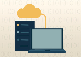 Cloud computing server and computer network digital illustration