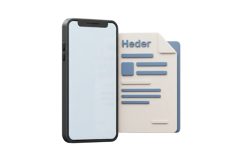 Isolated mobile interface, business document; financial app; business information access