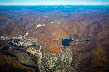 Aerial view. The mining town of Dalnegorsk from above.