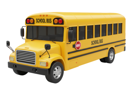 Isolated school bus ready for transport, safety and back to school themed image for licensing