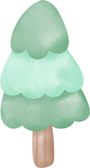 Christmas tree watercolor illustration 