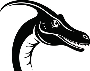 Brachiosaurus Dinosaur Animal Vector Logo in Black and White, Minimalist and Simple Design, Perfect for Wildlife Branding, Nature Illustration, and Unique Animal Identity
