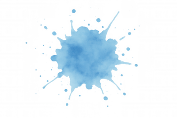 Hand-painted light blue watercolor splash creating a dynamic and artistic element on a transparent background