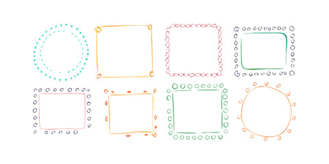 Hand drawn pastel doodle frames border