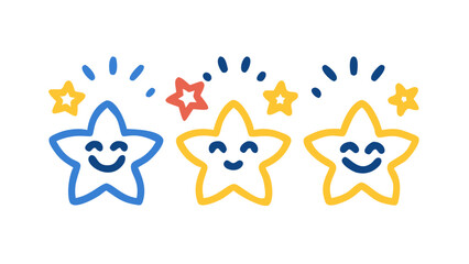 Happy smiling stars with sparkles cheerful playful