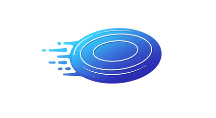 A blue elliptical shape with white concentric circles and motion lines on a white background design logo