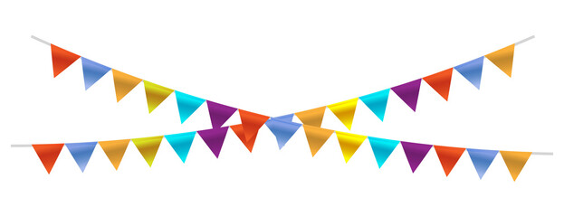 Obraz premium Festive buntings with colorful triangular flags celebration decoration