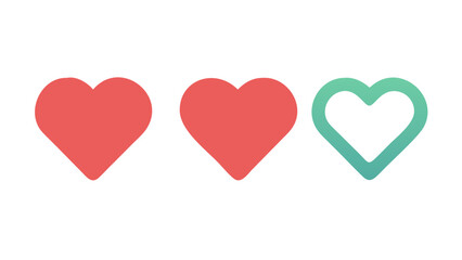 Red and teal hearts love favorite