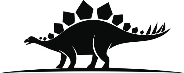 Stegosaurus Dinosaur Animal Vector Logo in Black and White, Minimalist and Clean Design, Ideal for Wildlife Branding, Nature Illustration, and Distinctive Animal Identity
