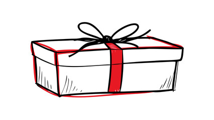 Red gift box doodle present drawing