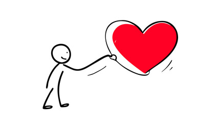 Red heart doodle love romance