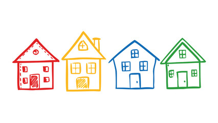 Fototapeta premium Red yellow blue green houses vector