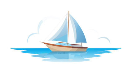 Sailboat on blue water with white accents sailing ocean
