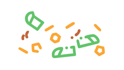 Scattered abstract shapes green orange