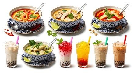 Thai Food and Drinks Selection.