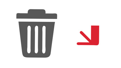 Trash bin delete with arrow delete icon garbage can