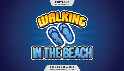 walking in the beach editable text effect template