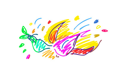 Obraz premium Vibrant abstract bird with colorful strokes drawing