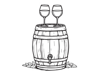Minimal Wine Glass Line Drawing