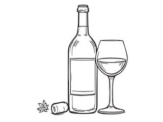 Elegant Wine Bottle Line Art