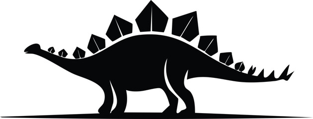 Stegosaurus Dinosaur Animal Vector Logo in Black and White, Minimalist and Simple Design, Perfect for Wildlife Branding, Nature Illustration, and Unique Animal Identity
