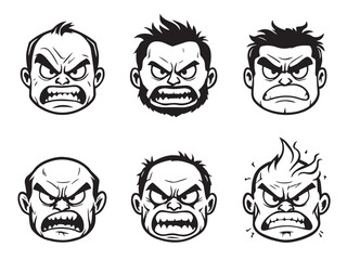 angry face vector line art 