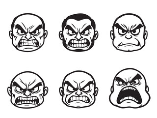 angry face vector line art 