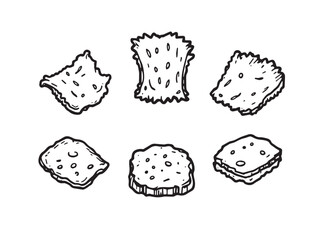 Baked cheese crisps vector line art 