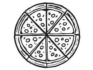 Cheese pizza vector line art 