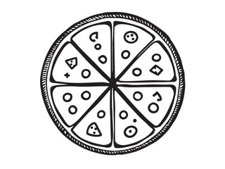 Cheese pizza vector line art 
