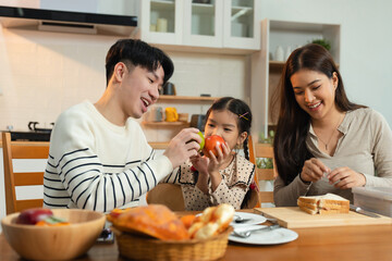 Family spending happy time together on vacation.