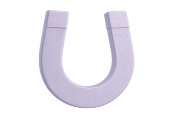 Purple horseshoe magnet floating on a transparent background, creating a simple yet compelling visual