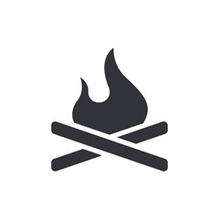 Stylized Campfire Icon With Crossed Logs And Flickering Flame Emitting Light
