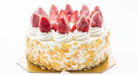 Delicious Strawberry Shortcake with Whipped Cream and Almonds