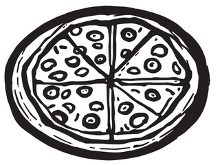 Deep dish pizza line art illustration