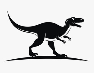 Velociraptor Dinosaur Animal Vector Logo in Black and White, Minimalist and Modern Design, Ideal for Wildlife Branding, Nature Illustration, and Unique Animal Identity
