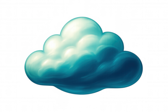 Cartoon cloud floating on transparent background, ideal for weather forecast, mobile games or children book illustrations
