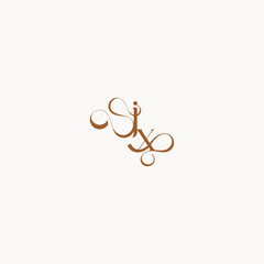 XJ letter luxury minimalist logo design wedding initial concept caligraphic style monogram