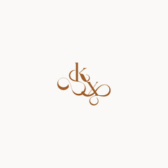 XK letter luxury minimalist logo design wedding initial concept caligraphic style monogram
