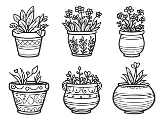 flower pot line art illustration