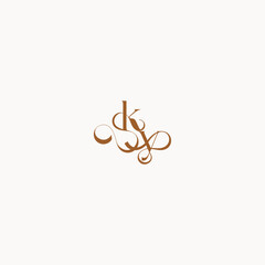 YK letter luxury minimalist logo design wedding initial concept caligraphic style monogram