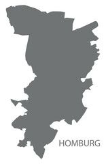 Homburg city map with boroughs grey illustration silhouette shape