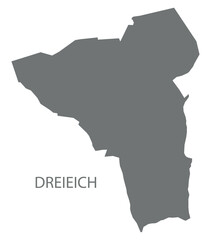 Dreieich city map with boroughs grey illustration silhouette shape