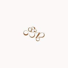 ZA letter luxury minimalist logo design wedding initial concept caligraphic style monogram